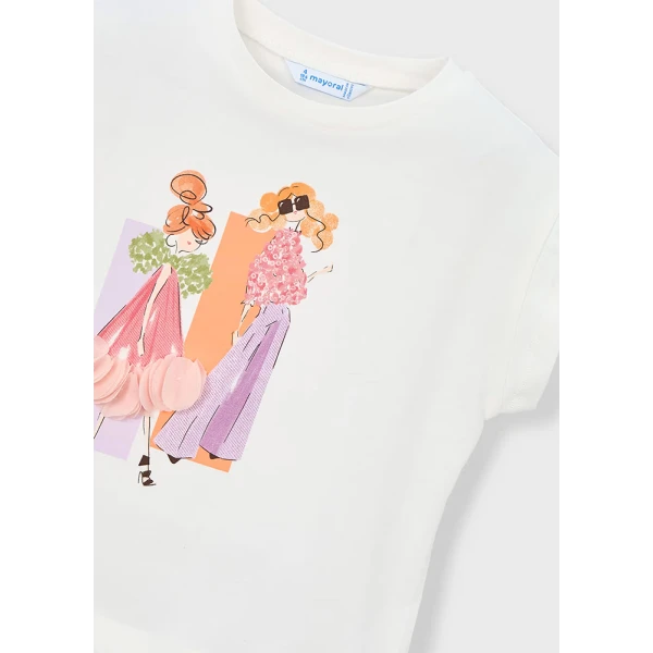 MAYORAL BLOUSE SHORT SLEEVES ECRU-PINK