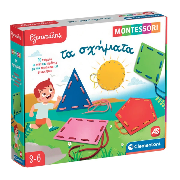 SAPIENTINO EDUCATIONAL GAME MONTESSORI  SHAPES AND LACES FOR AGES 3+