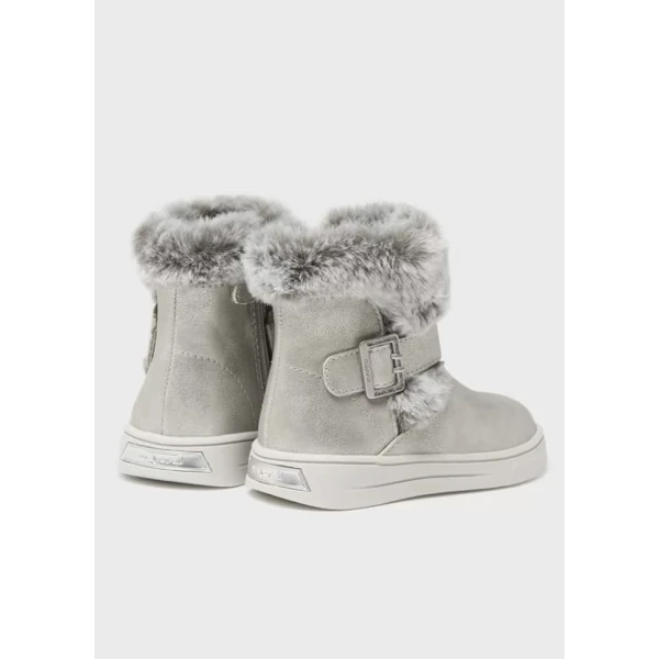MAYORAL ANKLE BOOT FUR DETAILS SILVER