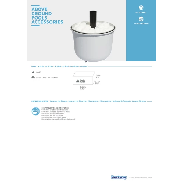 BESTWAY FLOWCLEAR ΜΠΑΛΕΣ ΦΙΛΤΡΑΡΙΣΜΑΤΟΣ ΠΙΣΙΝΑΣ 500g