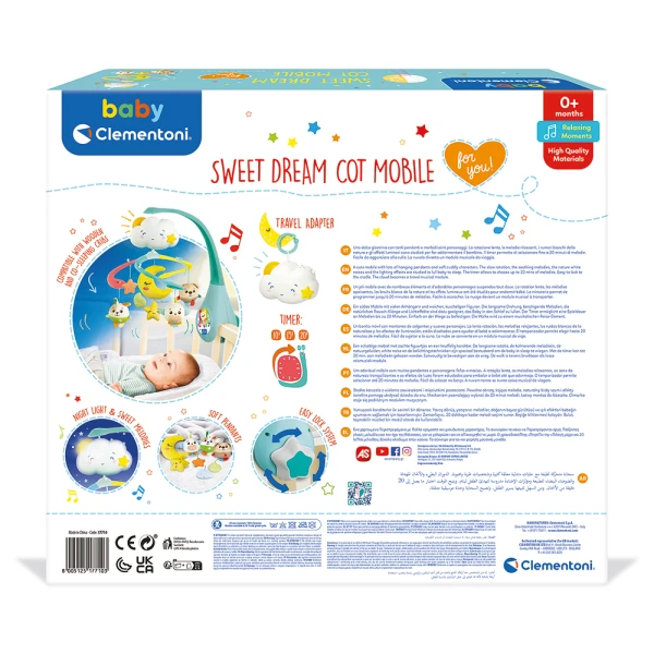 BABY CLEMENTONI NEWBORN BABY SWEET DREAM COT MOBILE FOR 0+ MONTHS