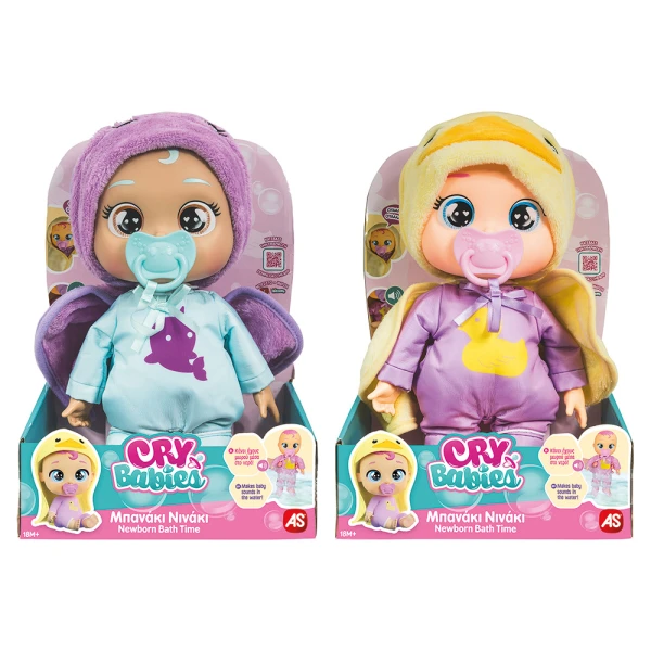 CRY BABIES NEWBORN BATHTIME INTERACTIVE BABY DOLL CRIES REAL TEARS - 2 DESIGNS