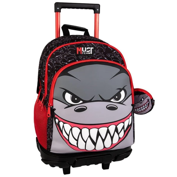 MUST TEAM SCHOOL TROLLEY BACKPACK 33X20X45 cm 3 CASES SHARK