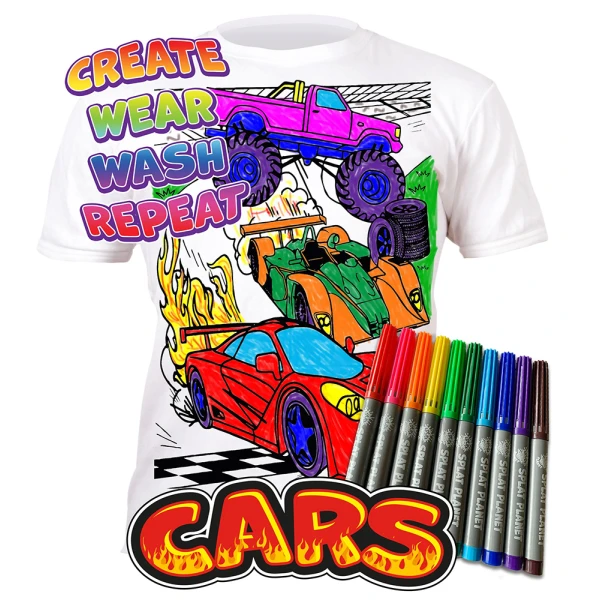 SPLAT PLANET ΠΛΕΝΟΜΕΝΟ T-SHIRT ΖΩΓΡΑΦΙΚΗΣ CARS ΜΕ ΜΑΡΚΑΔΟΡΟΥΣ (5-6 ΕΤΩΝ)