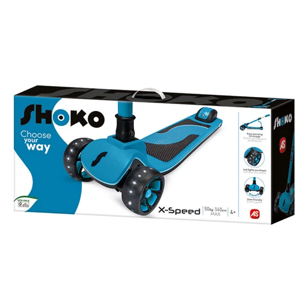 SHOKO KIDS SCOOTER X-SPEED WITH 3 WHEELS IN BLUE COLOR FOR 4+ YEARS