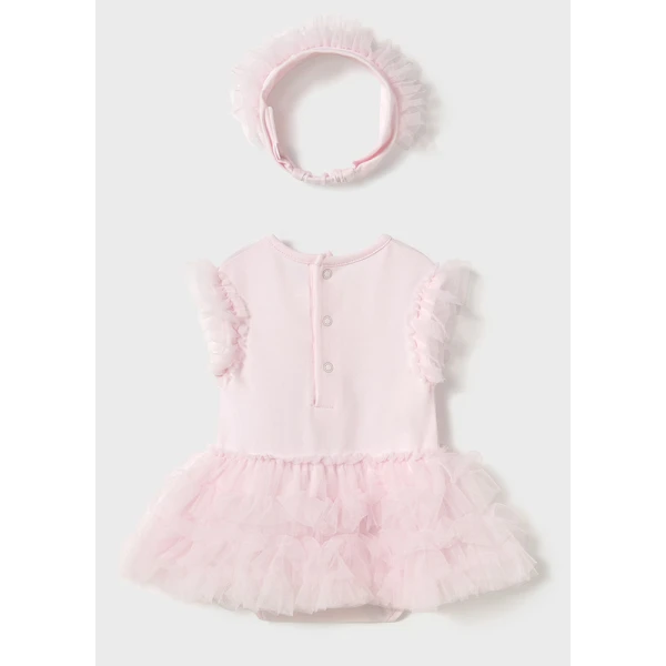 MAYORAL ONESIE TULLE WITH HEADBAND PINK 