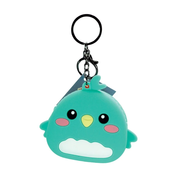 SILICONE KEYCHAIN COIN PURSE HAPPY LIFE BIRD