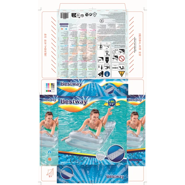 BESTWAY INFLATABLE METAL TECH LOUNGE SILVER 188X71 cm 