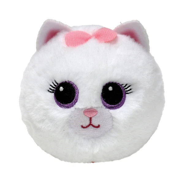 TY FLUFFY BALL BEANIE BOUNCERS - WHITE CAT
