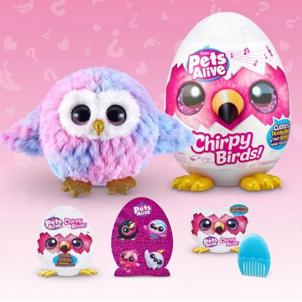 CHIRPY BIRDS PETS ALIVE PLUSH SERIES 1 - 4 DESIGNS