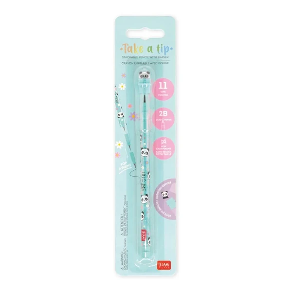 LEGAMI STACKABLE PENCIL WITH ERASER TAKE A TIP - PANDA