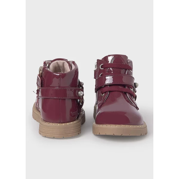 MAYORAL BIKER BOOTS PATENT LEATHER PLUM
