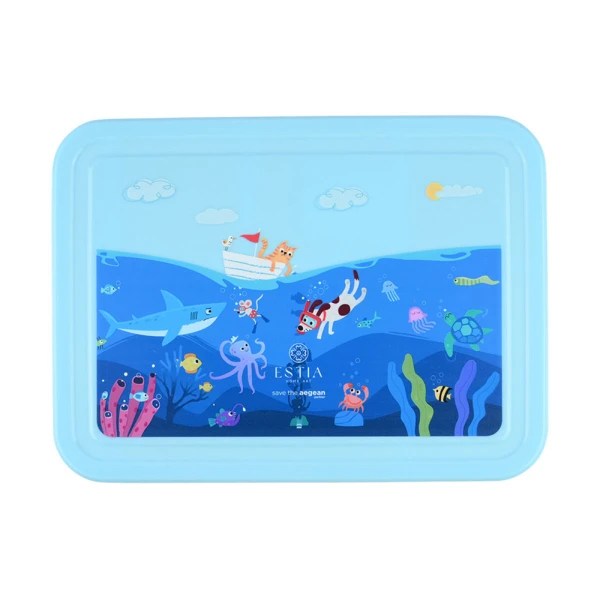 LUNCH BOX SAVE THE AEGEAN 1330ml 5 COMPARTMENTS WITH SPOON/FORK – OCEAN PLAY