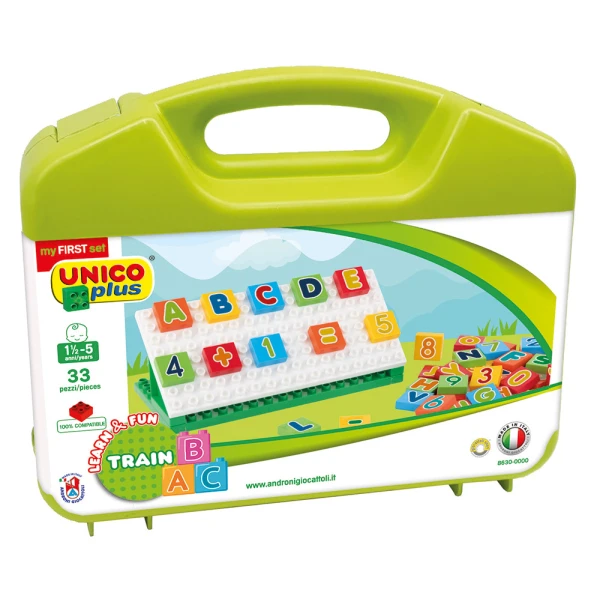 UNICOPLUS BRICKS IN CASE LETTERS AND NUMBERS 33 pcs