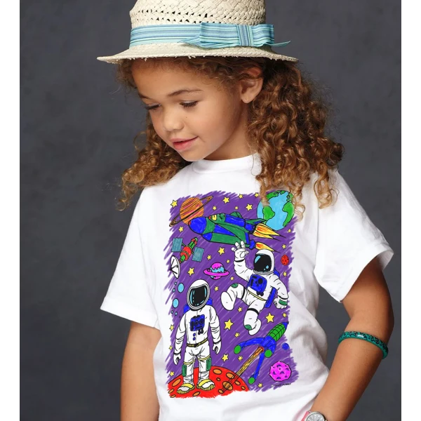 SPLAT PLANET WASHABLE COLOURING T-SHIRT SPACE WITH MARKERS (7-8 YEARS)