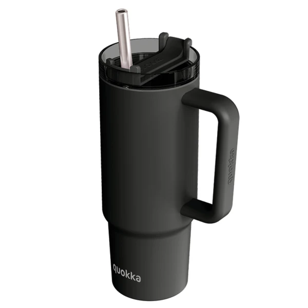 QUOKKA STAINLESS STEEL THERMAL ΚΟΥΠΑ ΜΕ ΚΑΛΑΜΑΚΙ & ΛΑΒΗ 950ml STREAM BLACK