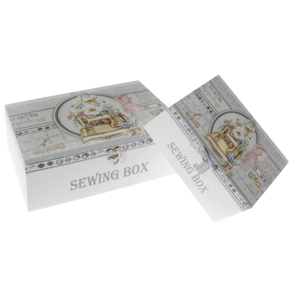 WOODEN SEWING BOX SET 2 pcs 30X24X10 cm & 20X16X8 cm