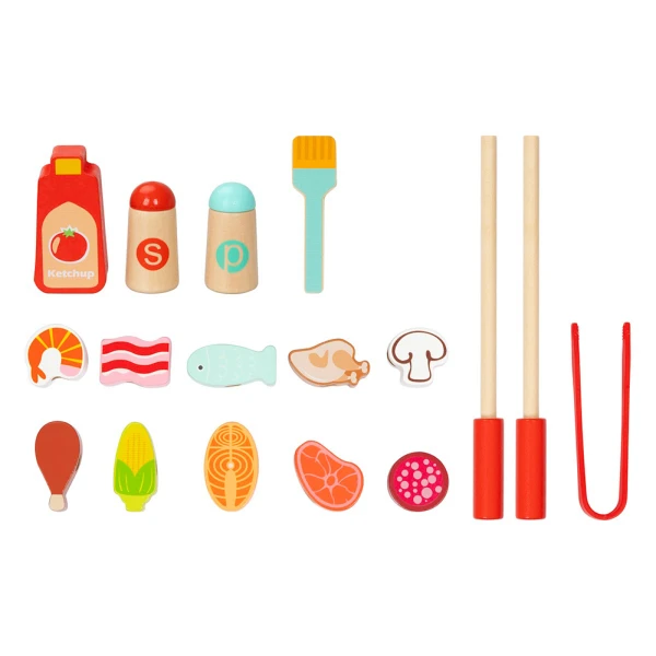 TOOKY TOY WOODEN SET GRILL AND WEDGES