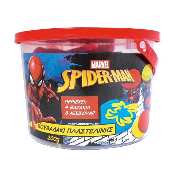 AS SBUCKET WITH 4 DOUGH JARSAND 8 TOOLS SPIDERMAN EVERGREEN