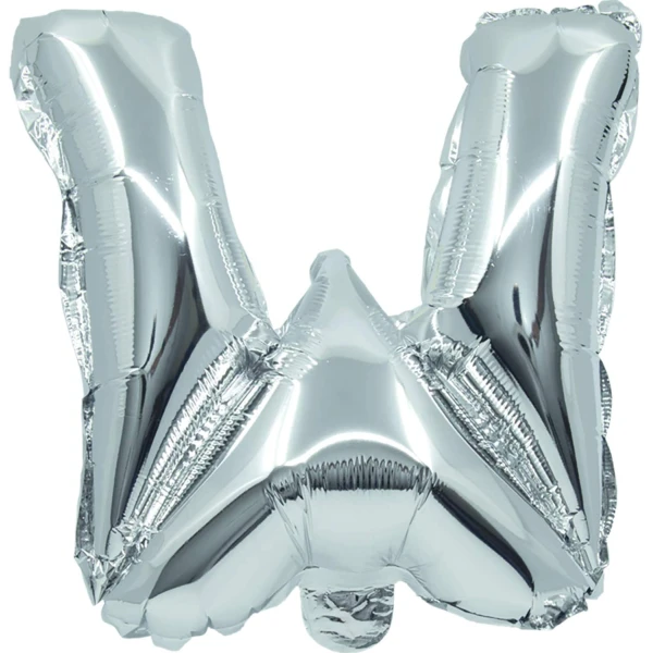 ΜΠΑΛΟΝΙ ΑΣΗΜΙ FOIL 32 cm ΓΡΑΜΜΑ W ΚΑΙ ΚΑΛΑΜΑΚΙ