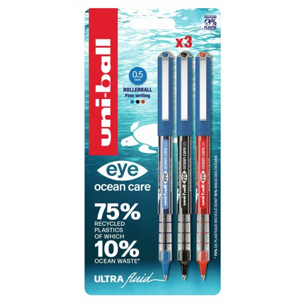 UNIBALL ΣΤΥΛΟ ΥΓΡΗΣ ΜΕΛΑΝΗΣ EYE MICRO 0.5mm ΜΠΛΕ-ΜΑΥΡΟ-ΚΟΚΚΙΝΟ
