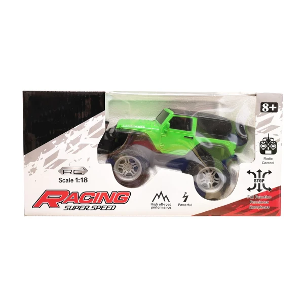 REMOTE CONTROL JEEP 1:18 WITH LIGHTS, USB - GREEN