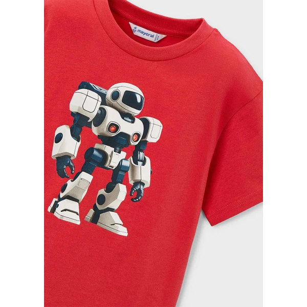 MAYORAL BLOUSE SHORT SLEEVES ROBOT RED 