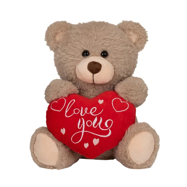 PLUSH BEAR WITH RED HEART 24 cm - 2 COLOURS