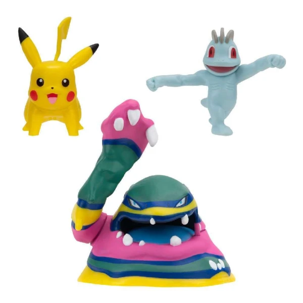 POKEMON W19 ΣΕΤ 3 ΦΙΓΟΥΡΕΣ ΜΑΧΗΣ - MACHOP, PIKACHU, ALOLAN MUK