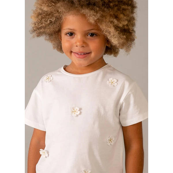 MAYORAL BLOUSE SHORT SLEEVES APPLIQUE WHITE 