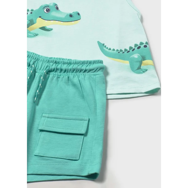 MAYORAL SET COTTON JERSEY SHORT SLEEVES TURQUOISE 