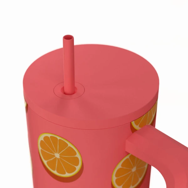 ESTIA HOME ART THERMAL BOTTLE STRAW TUMBLER XL 900ml - ORANGE POP