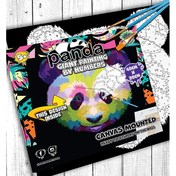 SPLAT PLANET PAINTING BY NUMBERS KIT ON FRAMED CANVAS 40X30 cm PANDA