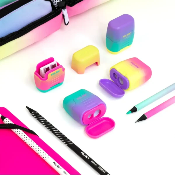 MILAN DOUBLE SHARPENER COMPACT SUNSET - 4 COLOURS