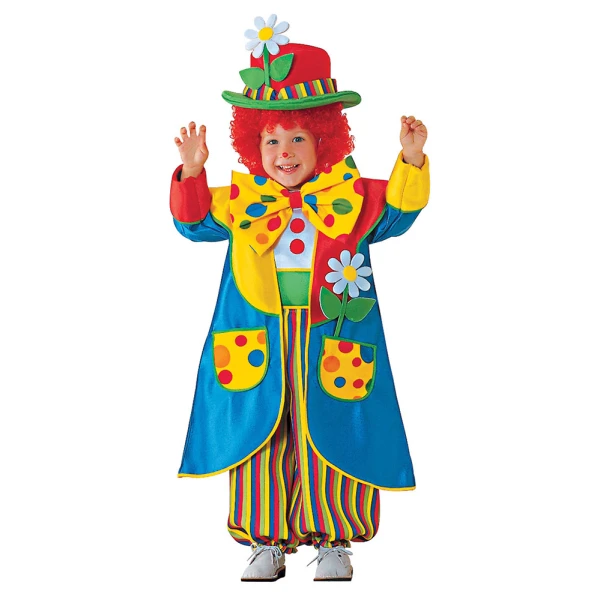 KIDS CARNIVAL COSTUME CLOWN FIORELLO + VELVET HAT