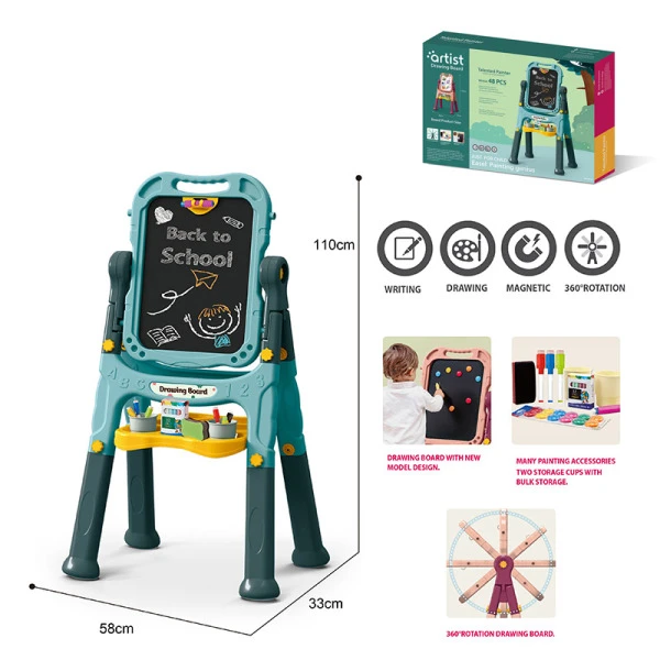 MAGNETIC BOARD 2 SIDED 110 cm. GREEN