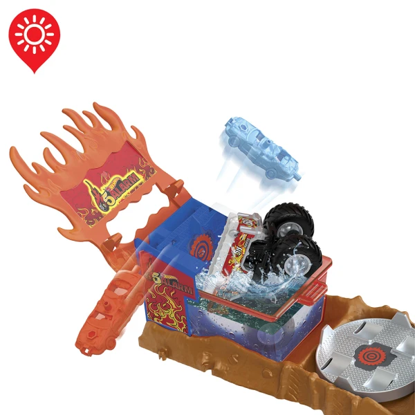 HOT WHEELS MONSTER TRUCKS PLAYSET COLOR SHIFTERS 5 ALARM RESCUE