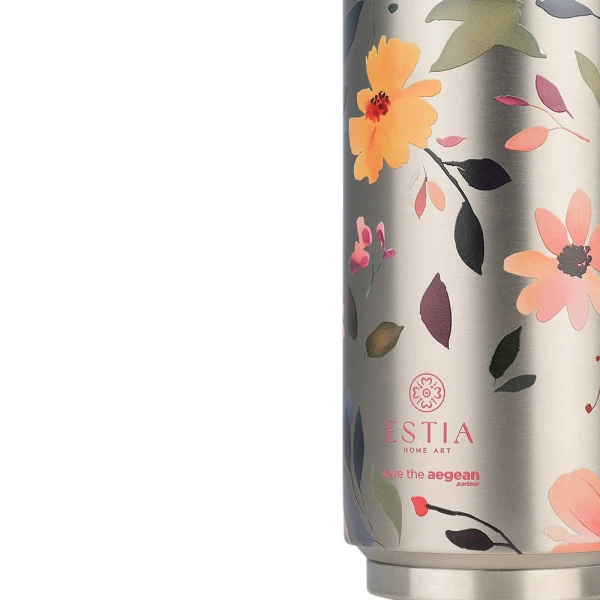 ESTIA HOME ART TRAVEL CUP 500ml - SILVER BOTANIC
