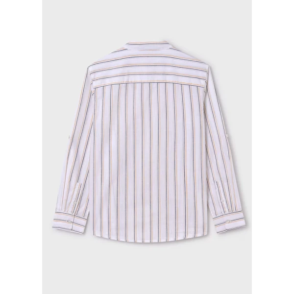 MAYORAL SHIRT LONG SLEEVES STRIPED MAO COLLAR OCHRE