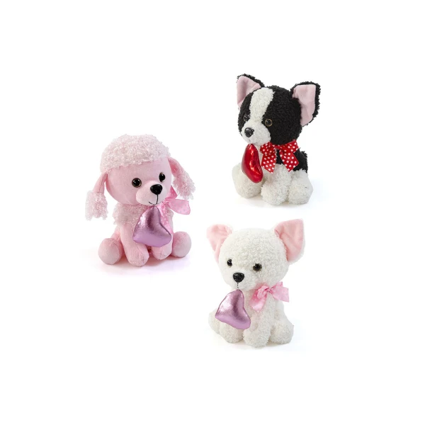 PLUSH PUPPIE WITH HEART 17 cm - 3 DESIGNS