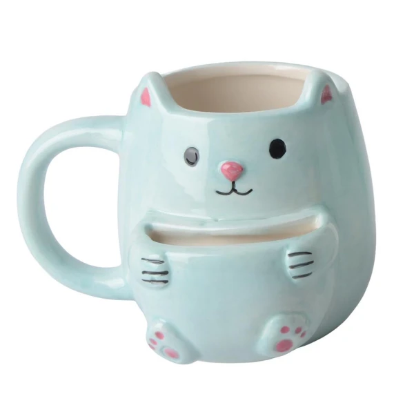 CERAMIC MUG 495ml KAZURA CAT WITH COOKIE HOLDER
