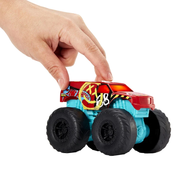 HOT WHEELS ΟΧΗΜΑ MONSTER TRUCKS 1:43 ΜΕ ΦΩΤΑ ΚΑΙ ΗΧΟΥΣ ROARIN\' WRECKERS ΚΟΚΚΙΝΟ-ΜΠΛΕ