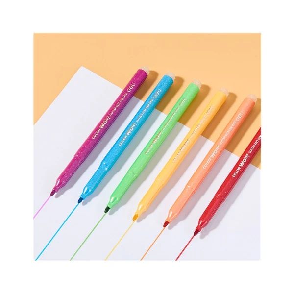 DELI GLITTER MARKERS PLASTIC BLISTER 12 COLORS COLOR WOW