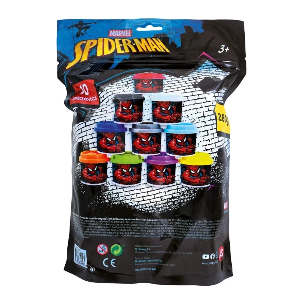 AS SET 10 DOUGH JARS IN BAG SPIDERMAN EVERGREEN
