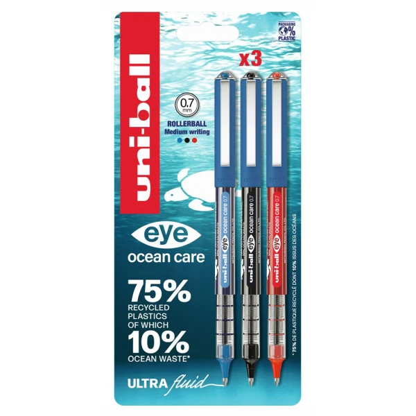 UNIBALL ΣΤΥΛΟ ΥΓΡΗΣ ΜΕΛΑΝΗΣ EYE FINE 0.7mm ΜΠΛΕ-ΜΑΥΡΟ-ΚΟΚΚΙΝΟ
