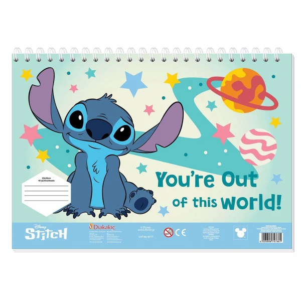 ΜΠΛΟΚ ΖΩΓΡΑΦΙΚΗΣ 23Χ33 εκ. 40 ΦΥΛΛΑ LILO & STITCH ΜΕ ΑΥΤΟΚΟΛΛΗΤΑ - 2 ΣΧΕΔΙΑ
