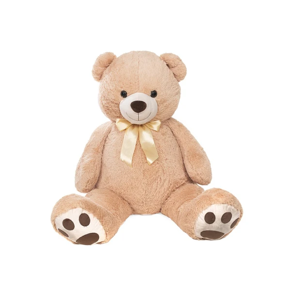 PLUSH BEIGE GIANT TEDDY BEAR WITH GOLDEN BOW 150 cm