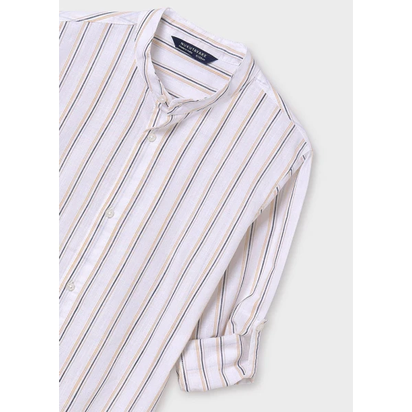MAYORAL SHIRT LONG SLEEVES STRIPED MAO COLLAR OCHRE