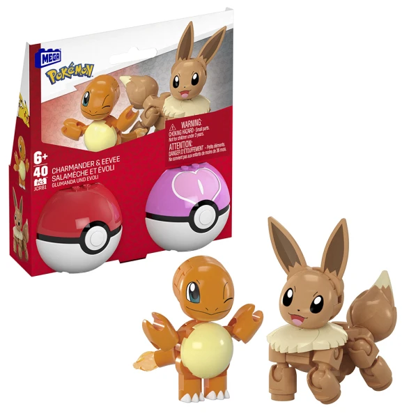 MEGA POKEMON POKEBALL 40 pcs SET OF 2 - CHARMANDER & EEVEE