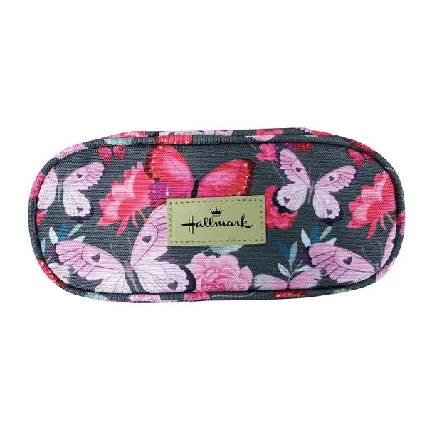 HALLMARK OVAL BARREL PENCIL CASE BUTTERFLY